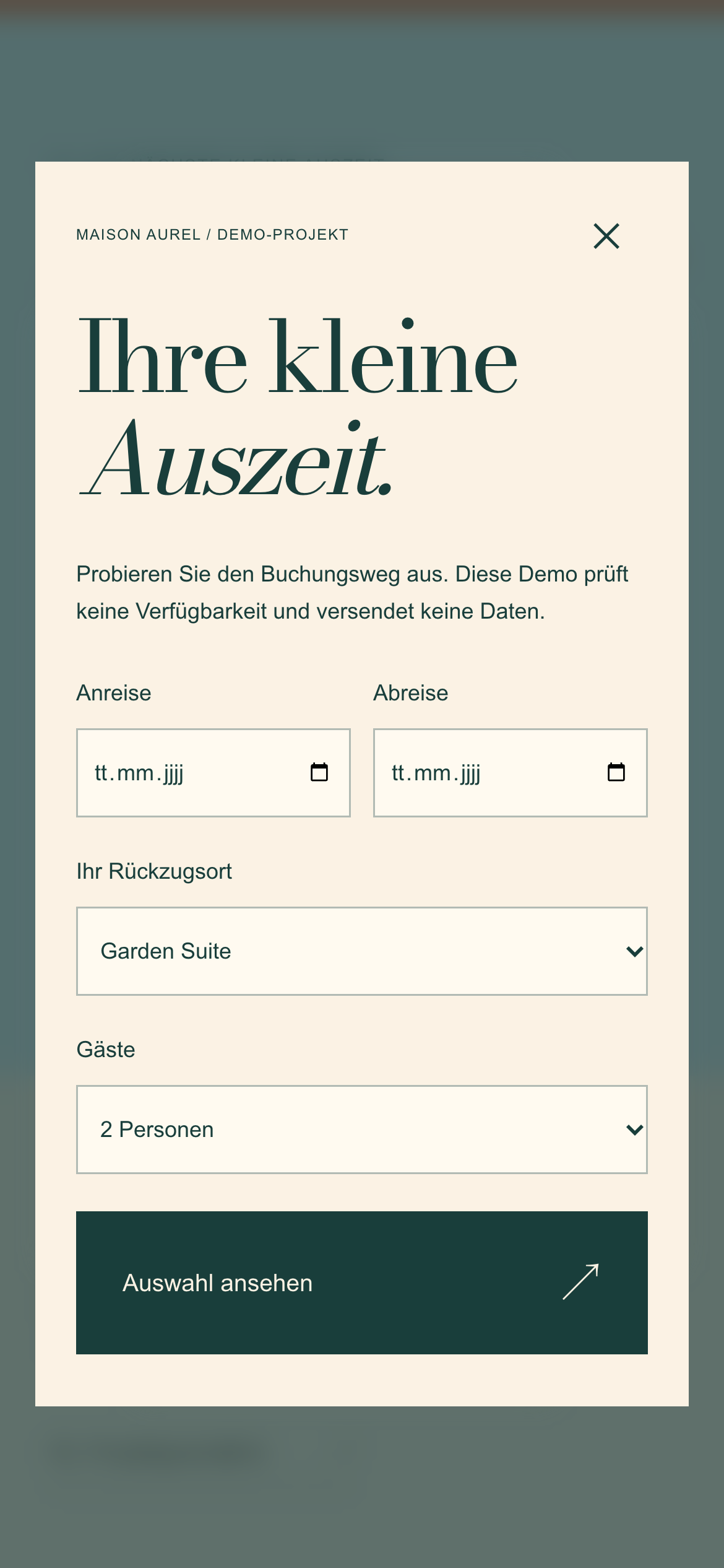 Maison Aurel: tatsächliche mobile Ansicht des Demo-Projekts