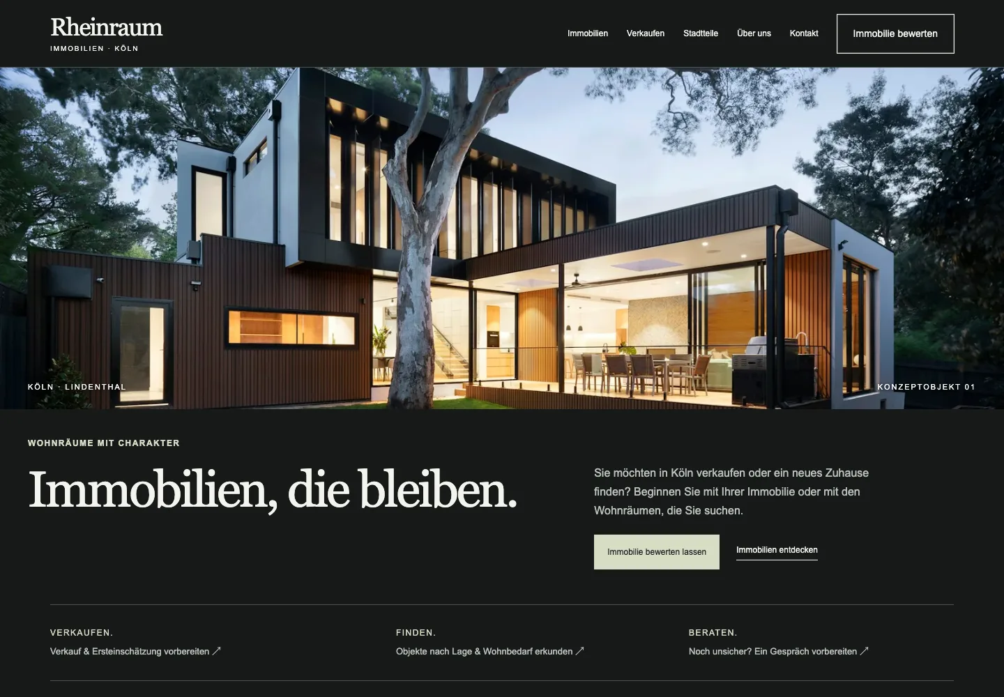 Desktop-Ansicht des Rheinraum Demo-Projekts