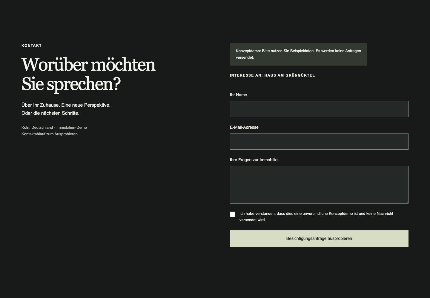 Rheinraum: tatsächliche Ansicht des Anfragewegs des Demo-Projekts