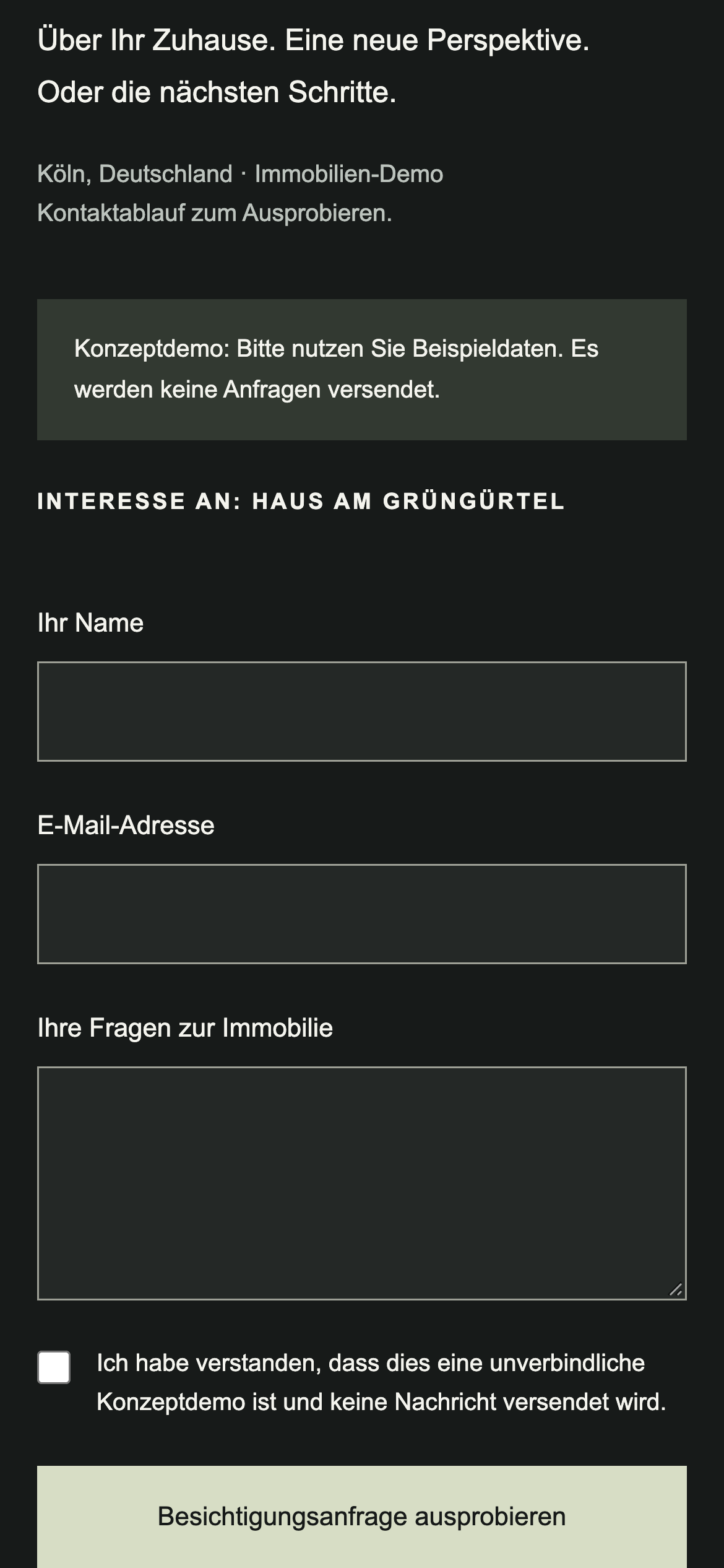 Rheinraum: tatsächliche mobile Ansicht des Demo-Projekts