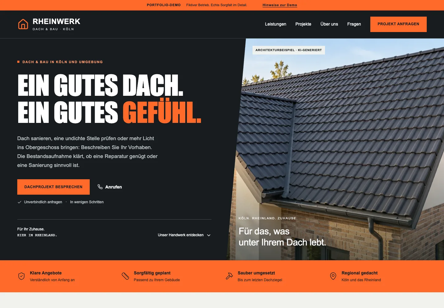 Desktop-Ansicht des Rheinwerk Demo-Projekts