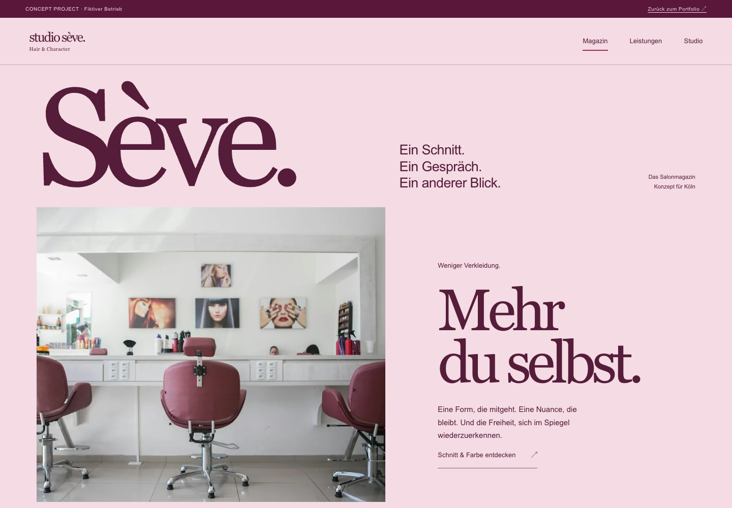 Desktop-Ansicht des Studio Sève Demo-Projekts